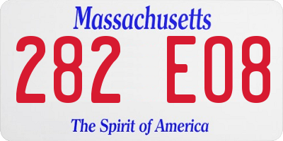 MA license plate 282EO8
