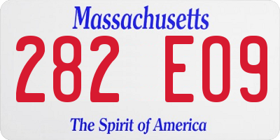 MA license plate 282EO9