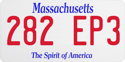 MA license plate 282EP3