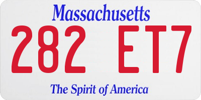 MA license plate 282ET7