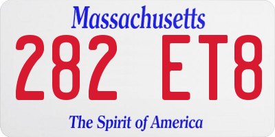 MA license plate 282ET8