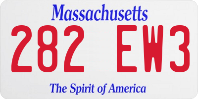 MA license plate 282EW3