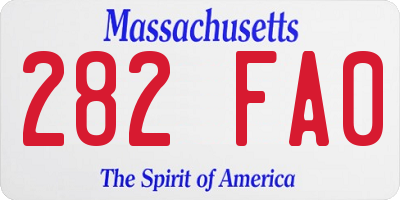 MA license plate 282FA0