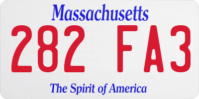 MA license plate 282FA3