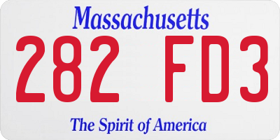 MA license plate 282FD3