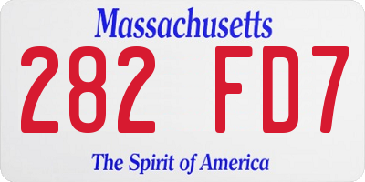 MA license plate 282FD7