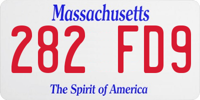 MA license plate 282FD9