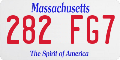 MA license plate 282FG7