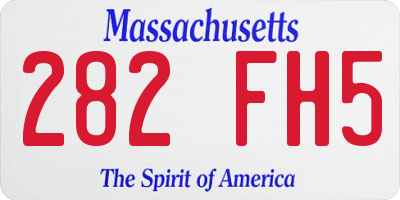 MA license plate 282FH5