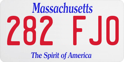 MA license plate 282FJ0