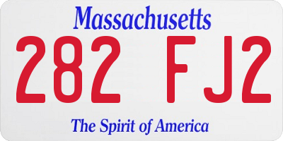 MA license plate 282FJ2
