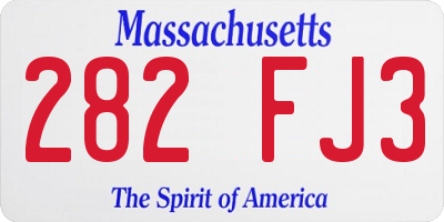 MA license plate 282FJ3