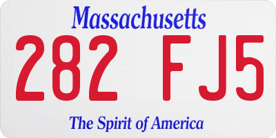 MA license plate 282FJ5