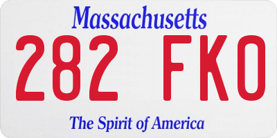 MA license plate 282FK0