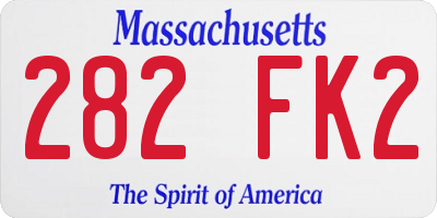 MA license plate 282FK2