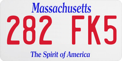 MA license plate 282FK5