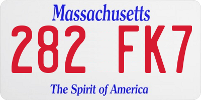 MA license plate 282FK7