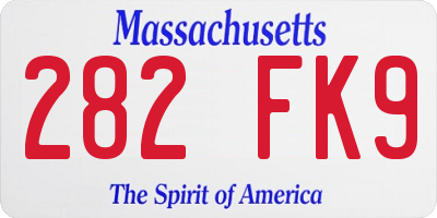 MA license plate 282FK9