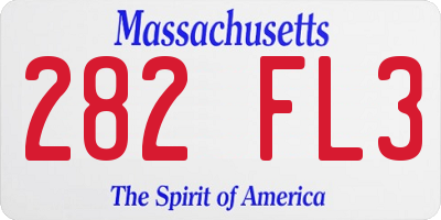 MA license plate 282FL3
