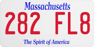MA license plate 282FL8