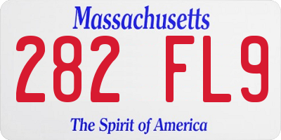 MA license plate 282FL9