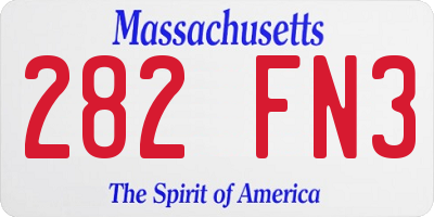 MA license plate 282FN3
