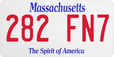 MA license plate 282FN7
