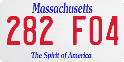 MA license plate 282FO4