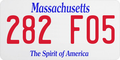MA license plate 282FO5
