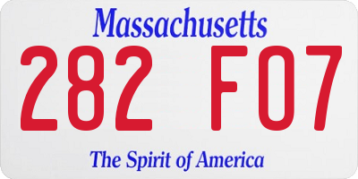 MA license plate 282FO7