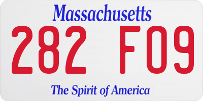 MA license plate 282FO9