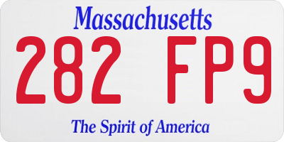 MA license plate 282FP9