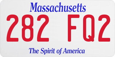 MA license plate 282FQ2