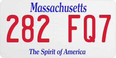 MA license plate 282FQ7