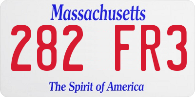 MA license plate 282FR3