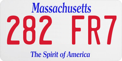 MA license plate 282FR7