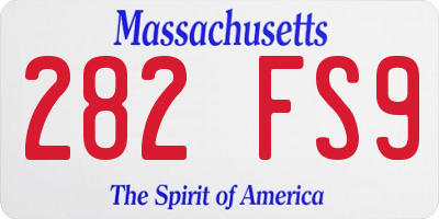 MA license plate 282FS9