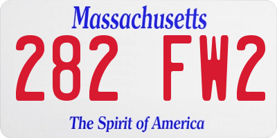 MA license plate 282FW2