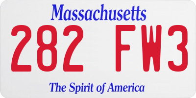 MA license plate 282FW3