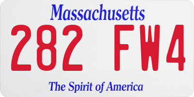 MA license plate 282FW4