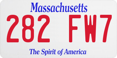 MA license plate 282FW7