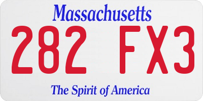 MA license plate 282FX3