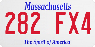 MA license plate 282FX4