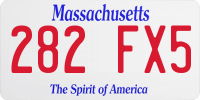 MA license plate 282FX5