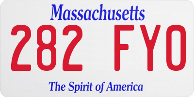 MA license plate 282FY0
