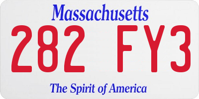 MA license plate 282FY3