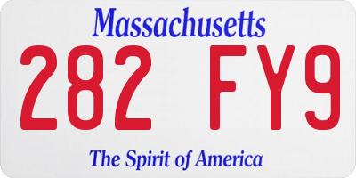 MA license plate 282FY9
