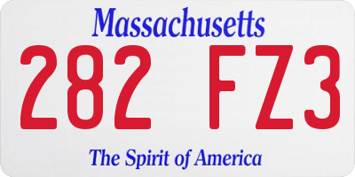 MA license plate 282FZ3