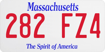 MA license plate 282FZ4