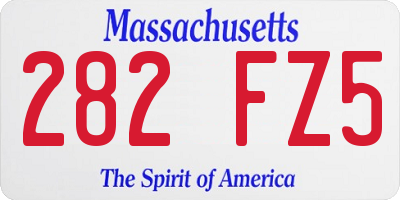 MA license plate 282FZ5